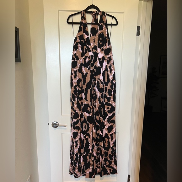 Diane Von Furstenberg DVF Target Halter Leopard Print Halter Jumpsuit XL NWT - Picture 7 of 8